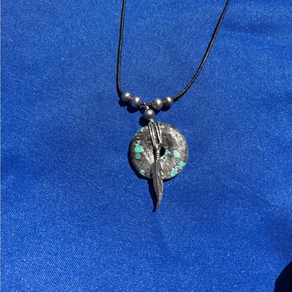 Jewelry - Turquoise Accent Black Cord Pendant Necklace